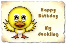 Miniature : Un petit canard jaune pour souhaiter un joyeux anniversaire. 