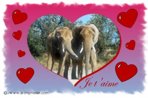 Dclarez votre flamme avec cette carte postale d'un joli couple d'lphants.