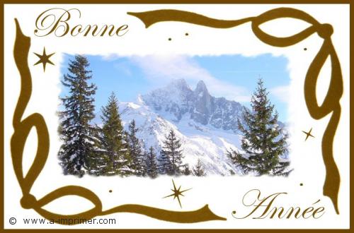 Carte postale Bonne Anne 2021 : Montagnes enneiges.