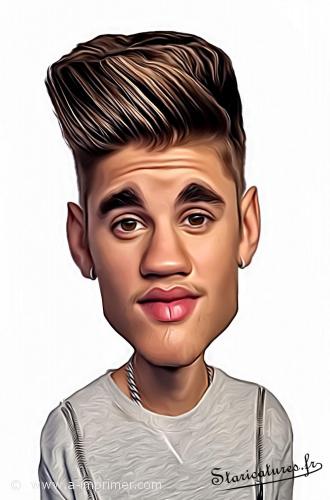 Carte postale caricaturale de Justin Bieber