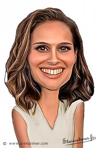 Carte postale caricaturale de Natalie Portman