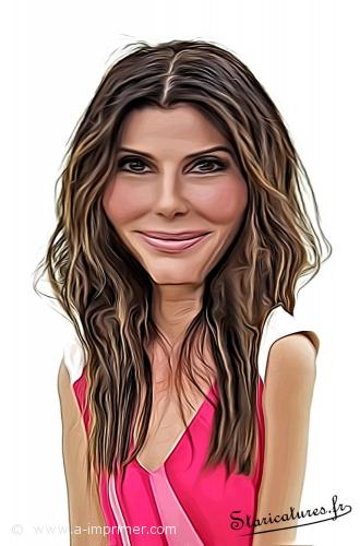 Carte postale caricaturale de Sandra Bullock