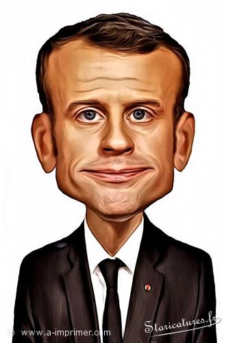 Carte postale caricaturale de Emmanuel Macron