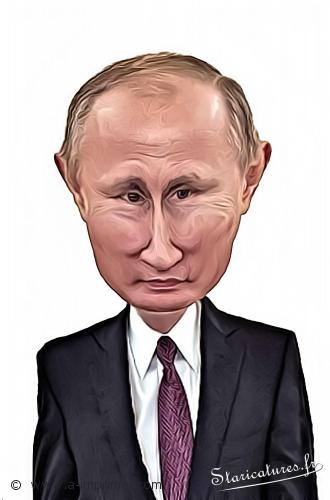 Carte postale caricaturale de Vladimir Poutine