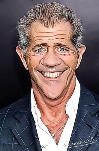 Carte postale caricaturale de Mel Gibson