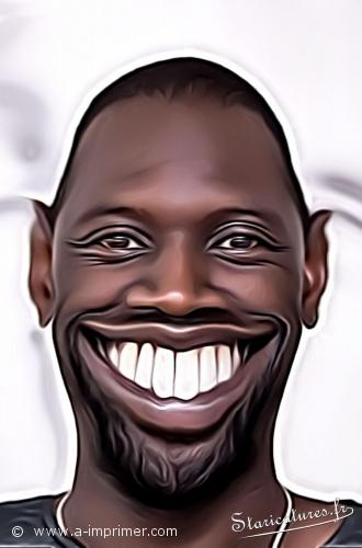 Carte postale caricaturale de Omar Sy