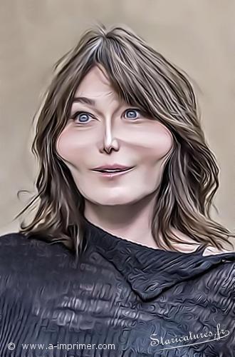 Carte postale caricaturale de Carla Bruni