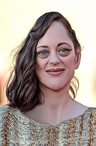 Carte postale caricaturale de Marion Cotillard