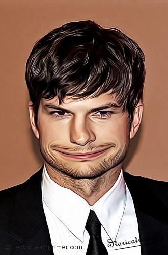 Carte postale caricaturale de Ashton Kutcher