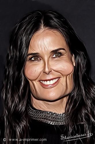 Carte postale caricaturale de Demi Moore