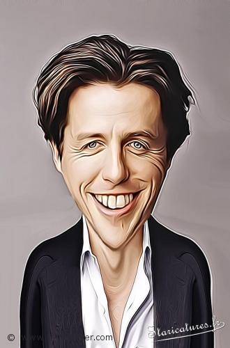 Carte postale caricaturale de Hugh Grant