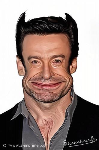 Carte postale caricaturale de Hugh Jackman