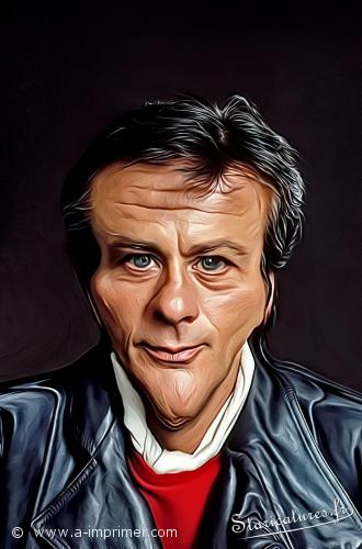 Carte postale caricaturale de Alain Delon