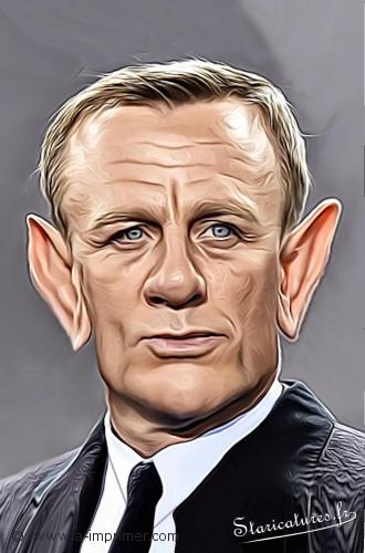 Carte postale caricaturale de Daniel Craig