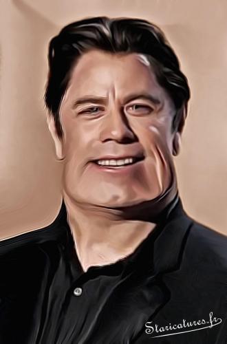 Carte postale caricaturale de John Travolta