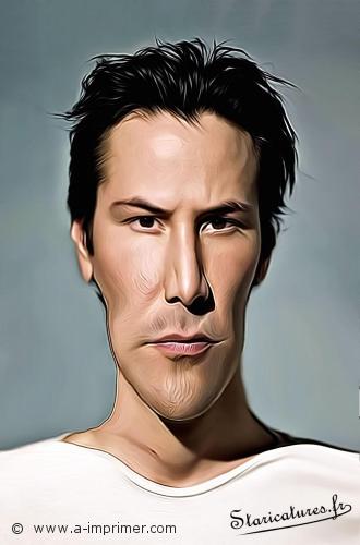 Carte postale caricaturale de Keanu Reeves