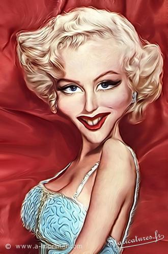 Carte postale caricaturale de Marilyn Monroe