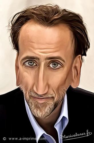 Carte postale caricaturale de Nicolas Cage