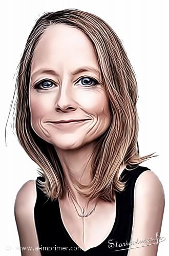 Carte postale caricaturale de Jodie Foster